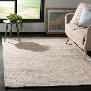 Marbella Light Gray 8 ft. x 8 ft. Striped Solid Color Square Area Rug