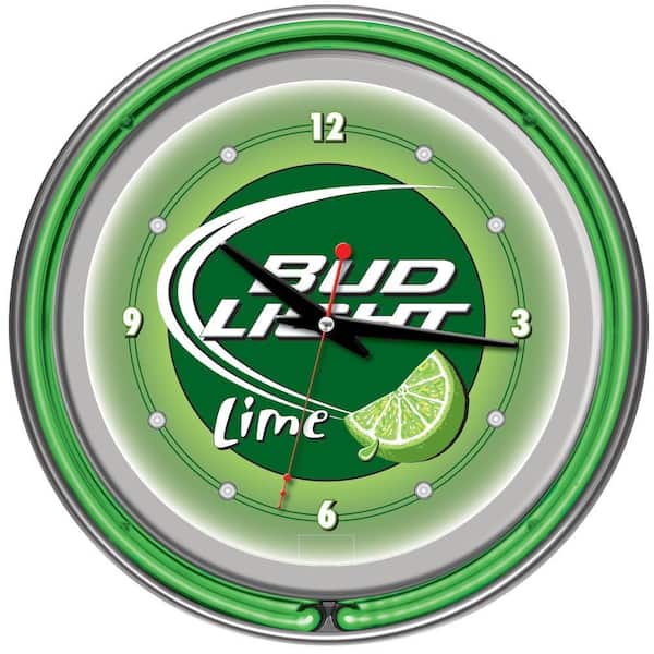 Trademark Global 14 in. Bud Light Lime Neon Wall Clock