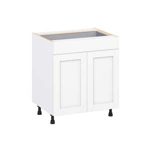 Milton 30 in. W x 24 in. D x 34.5 in. H Assembled Shaker Base Kitchen Cabinet in Bright White with Drawers
