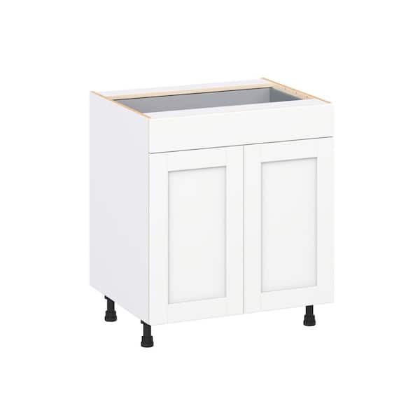 Milton 30 in. W x 24 in. D x 34.5 in. H Assembled Shaker Base Kitchen Cabinet in Bright White with Drawers