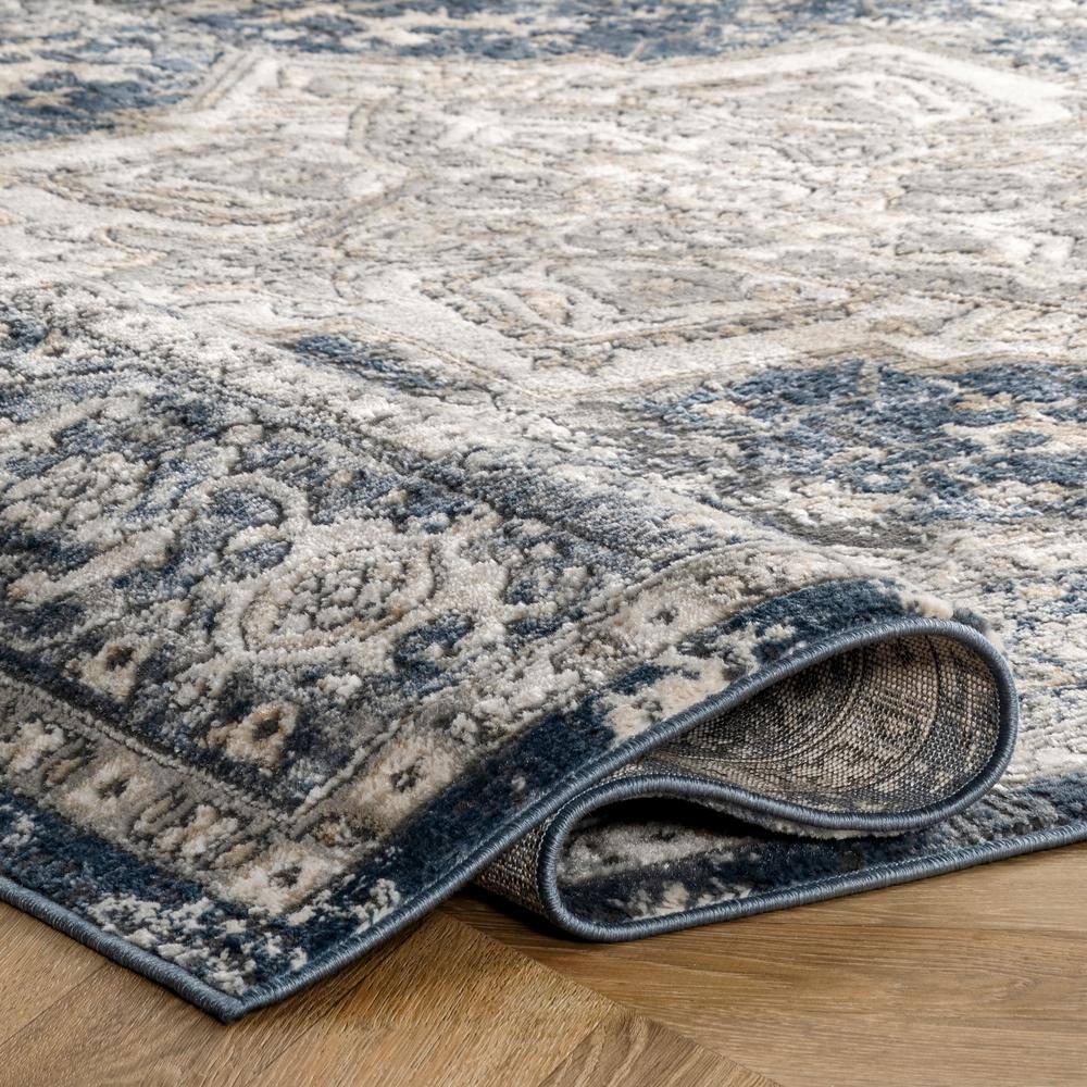 Elysian Blue Medallion 4'x6' Flat Woven Synthetic Area Rug