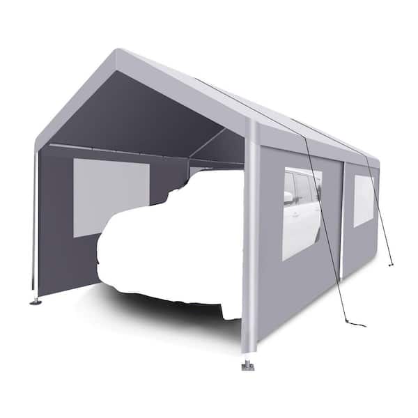 19 ft. W x 9 ft. D x 9 ft. H Gray Roof Steel Carport