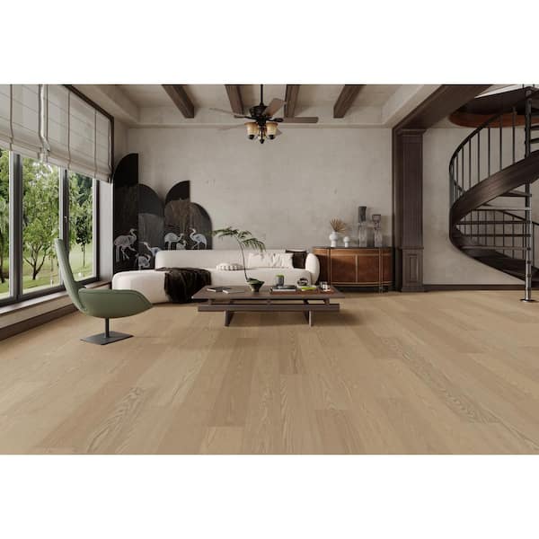 Take Home Sample-DreamVilla Oasis Oak 5/8 in. T x 9 in. W Tongue and Groove Wirebrushed Engineered Hardwood Flooring