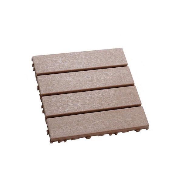 Outdoor 1 ft. x 1 ft. Composite Interlocking Tile Deck Tile in Brown (27 Per Box)
