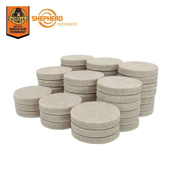 Shepherd Ultimate 1-1/2 in. Beige Round Self-Adhesive Furniture Felt Pads with Gorilla Glue Technology (48-Pack)