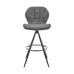 30 in. Charcoal Gray and Black Microfiber Squared Channel Bar Stool