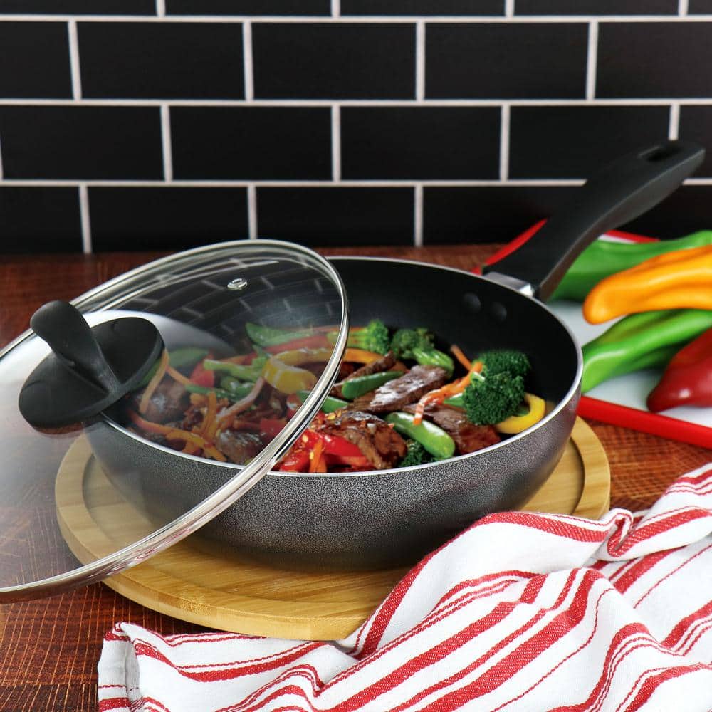 Granite Grey 9.5 Inch Non Stick Aluminum Wok with Lid