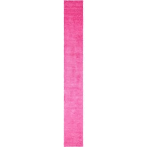 Solid Shag Taffy Pink 20 ft. Runner Rug