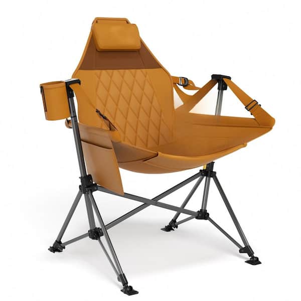 2.58 ft. Orange Portable Folding Hammock Camping Chair with Adjustable Back and Height for Outdoor Lawn, Backyard, Patio