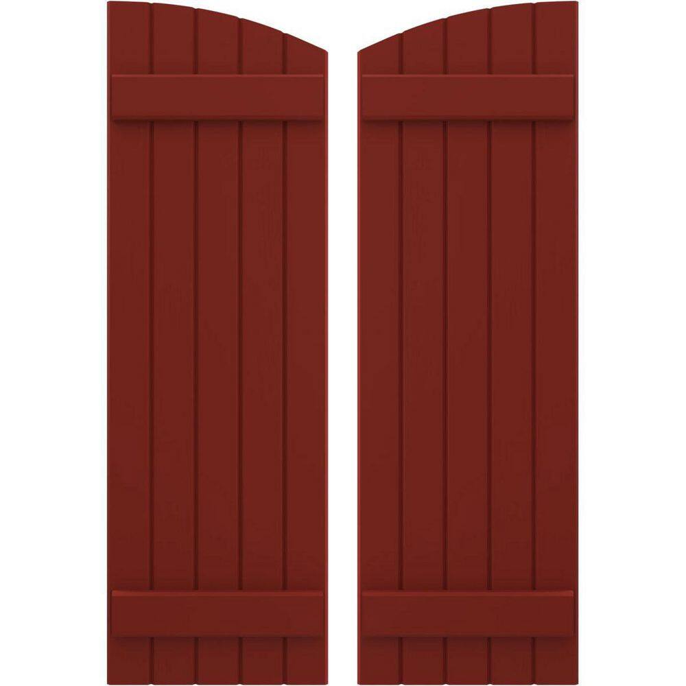 17-1/2 in. W x 48 in. H Americraft Exterior Real Wood Joined Board and Batten Shutters Elliptical Top Pepper Red price history on PriceWatchPro