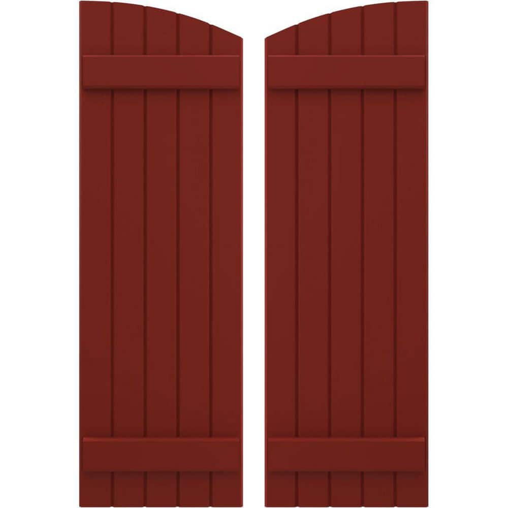 17-1/2 in. W x 50 in. H Americraft Exterior Real Wood Joined Board and Batten Shutters Elliptical Top Pepper Red price history on PriceWatchPro