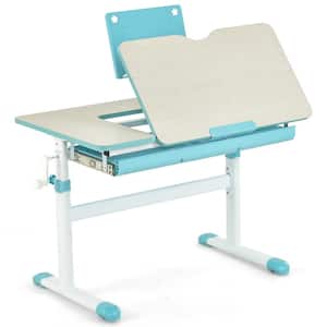 Height-Adjustable Kids Desk Children Study Table with Tilt Desktop & Book Stand Blue