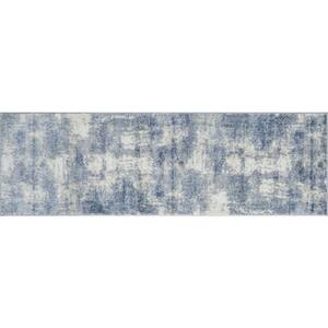 Wilton Collection 2 ft. 3 in. x 7 ft. 3 in. Blue Indoor Modern Abstract Area Rug