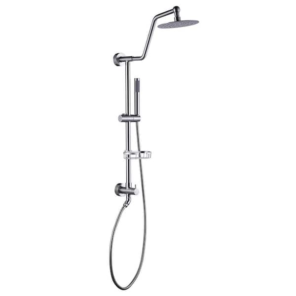 WOWOW Single Handle 1 Spray Patterns Wall Mounted Shower Faucet with Hand Shower 1.8 GPM in Brushed Nickel