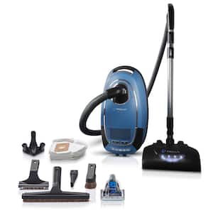 QX90 Bagged Corded HEPA Multisurface Blue Canister Vacuum Cleaner with Wessel Werk EBK360 Power Nozzle