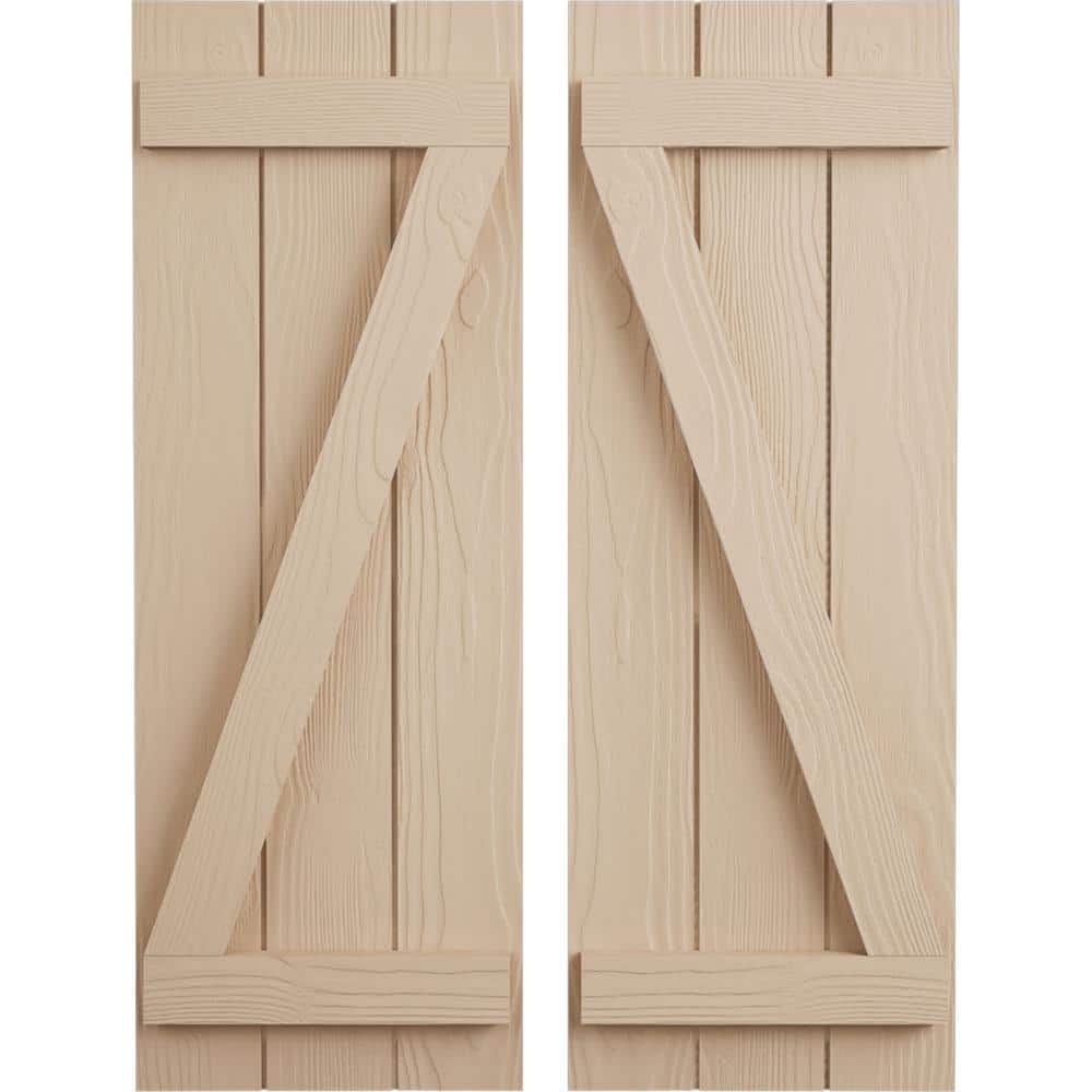 16.5 in. x 82 in. Timberthane Polyurethane 3-Board Joined Board-n-Batten Sandblasted Faux Wood Shutters w/Z-Board Pair price history on PriceWatchPro