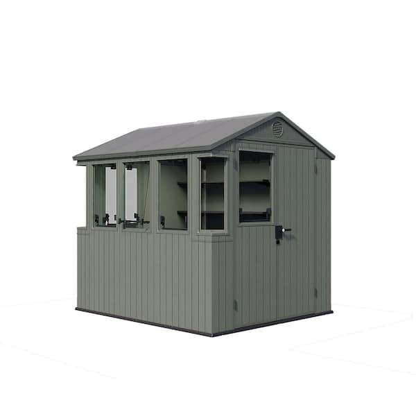 Potting 6 ft. W x 8 ft. D Resin Shed 45 sq. ft. Green