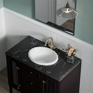 Manhattan Beach 17-1/2" Bathroom Sink in White Ceramic Oval Drop-in with Overflow