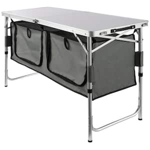 Camping Kitchen Table 3 Adjustable Height Aluminum Portable Folding Camp Cooking Station with Carrying Bag
