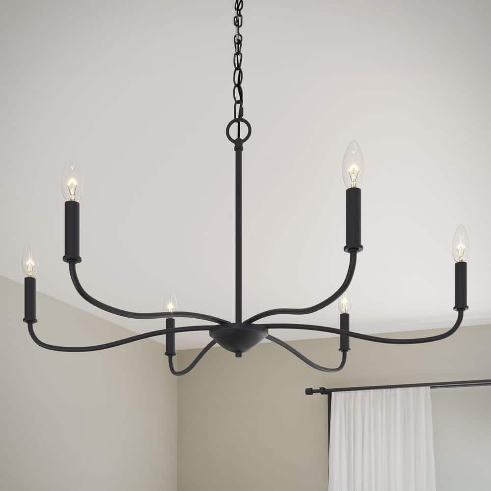 Ilia 60-Watt 6-Light Matte Black Large Transitional Chandelier price history on PriceWatchPro