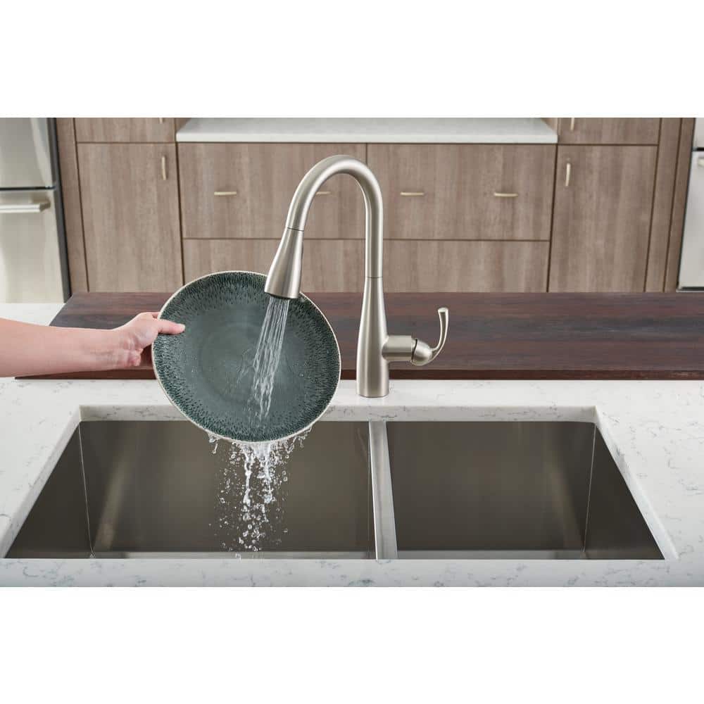 Essie Spot Resist Stainless Steel Pull-Down Kitchen Faucet with Soap Dispenser