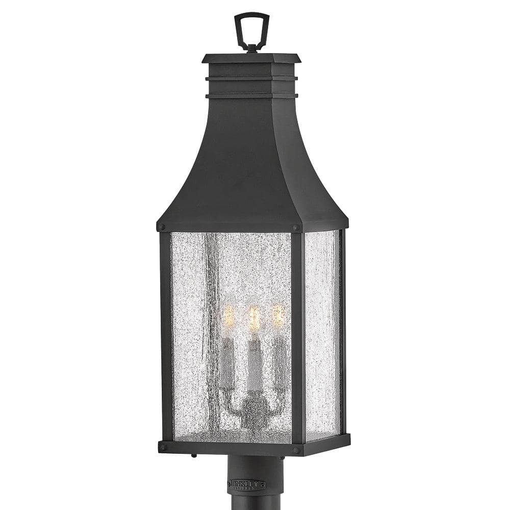 Museum Black Aluminum Outdoor Pier Mount Light with Clear Seedy Glass