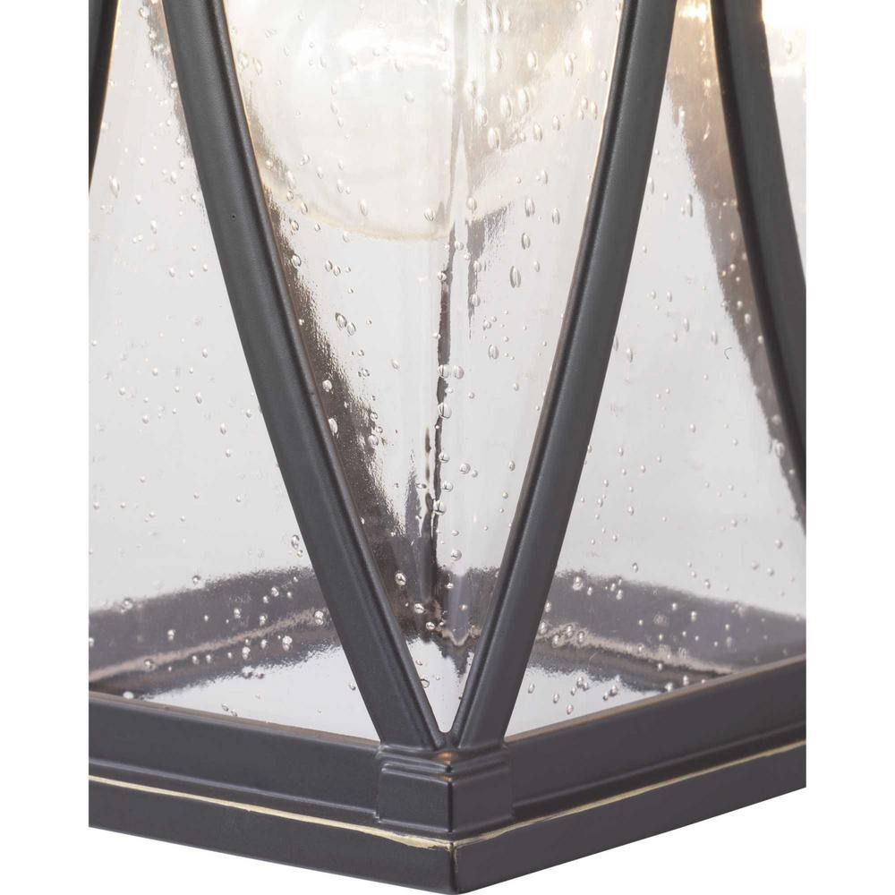 Antique Bronze Outdoor Lantern Sconce with Seeded Glass