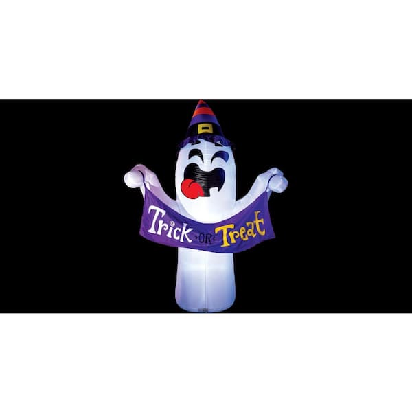 Joyfy Syncfun 10FT Tall Halloween Inflatable Cute Ghost with Trick or Treat Banner, LEDs