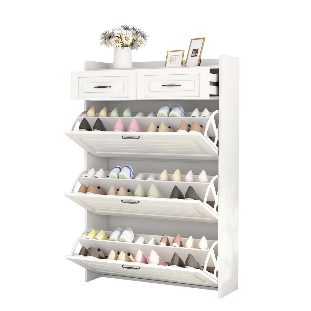 31.5 in. W x 9.25 in. D x 47.24 in. H White Shoe Cabinet Linen Cabinet with
