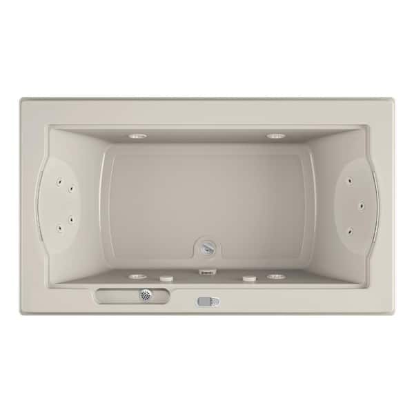 JACUZZI FUZION 72 in. x 42 in. Rectangular Whirlpool Bathtub with Center Drain in Oyster