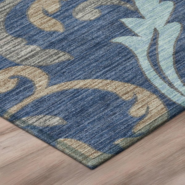Chantille Machine Washable Indoor/Outdoor Abstract ACN3102 Navy 2 ft. x 7 ft. Runner Rug