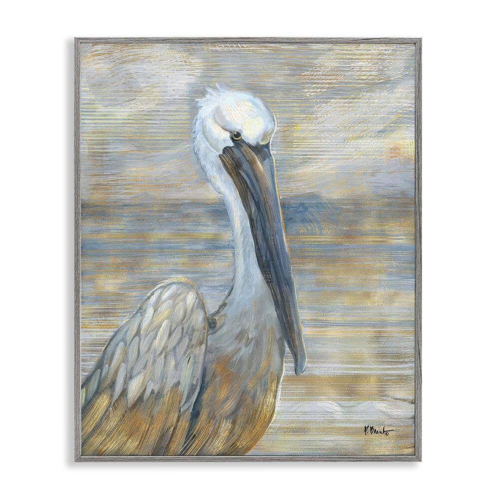Coastal Pelican Bird Abstract Portrait by Paul Brent Gray Framed Giclee Art Print Animal 24 in. x 30 in. price history on PriceWatchPro