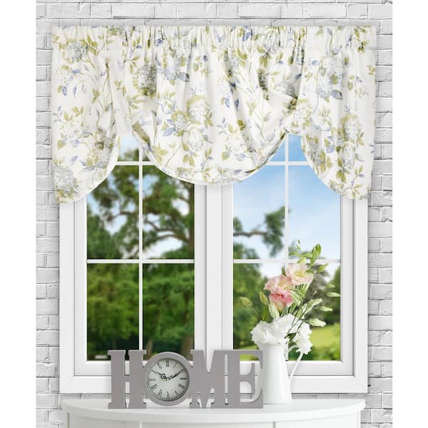 Ellis Curtain Abigail 22 in. L Polyester/Cotton Tie-Up Valance in Porcelain