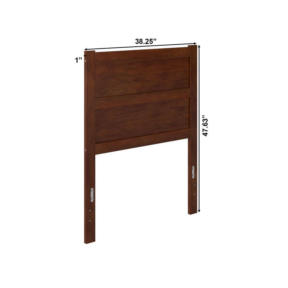 NoHo Walnut Twin Wooden Panel Headboard with Charging Station