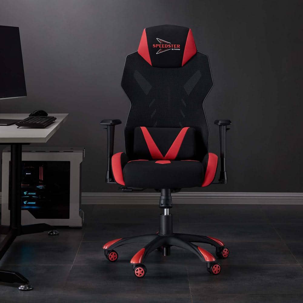 Speedster Ergonomic Mesh Gaming Chair with Lumbar Support, Black Red