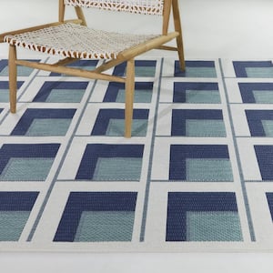 Francesco Navy Blue 8 ft. x 10 ft.  Geometric Indoor/Outdoor Area Rug