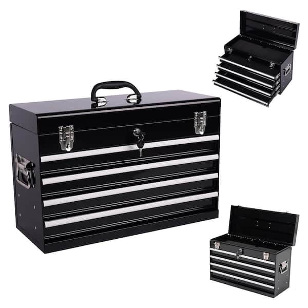 5-Tier Metal Heavy Duty Portable Multi-Functional Tool Box Locker in Black with 4-Drawer