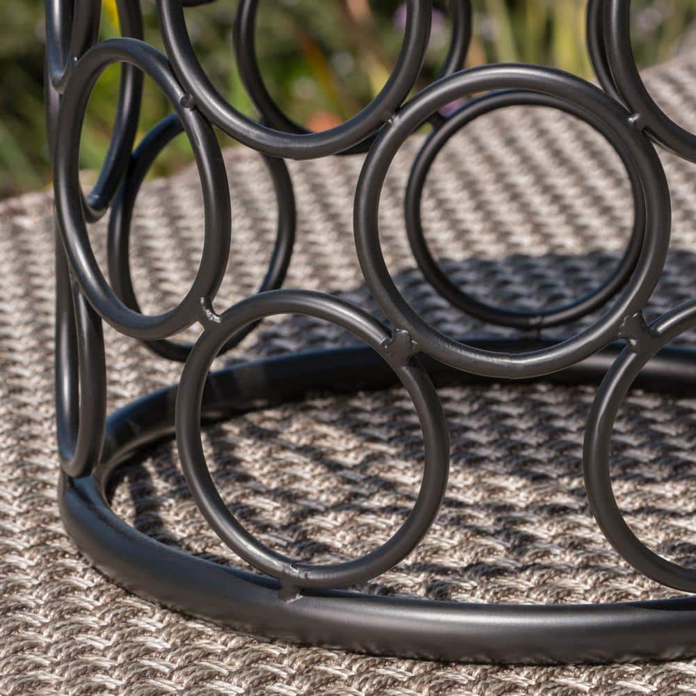 Beryl 16" Black Iron Frame with Grey Ceramic Tile Top Side Table