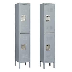 4-Tier 66 in. H Metal File Cabinet Locker in Gray with 2-Door (2-Pack)