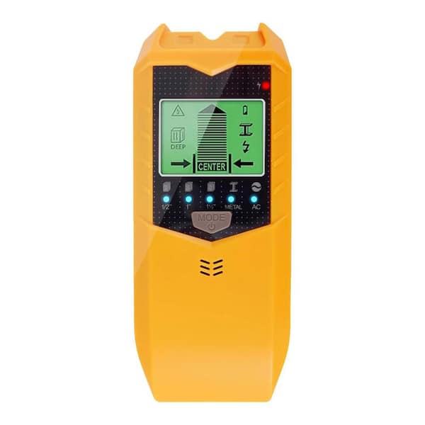 5 in 1 Electronic Wall Scanner Stud Finder with LCD Display and Audio Alarm for Wood Metal AC Wire Detection Yellow