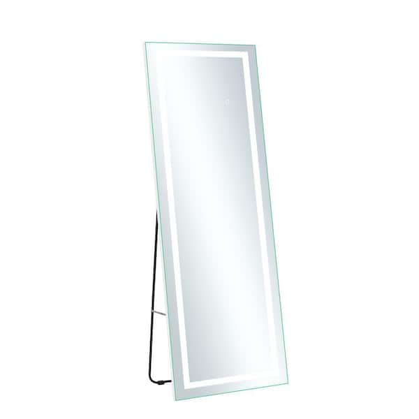 Dovelina Silver Frameless 16 in. W x 63 in. H Modern Rectangular LED Light Full Length Mirror