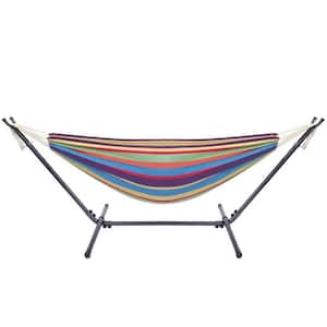 8.5 ft. Outdoor Polyester Striped Hammock with Stand, color