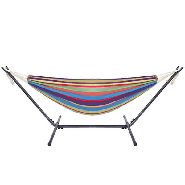 Unbranded 8.5 ft. Outdoor Polyester Striped Hammock with Stand, color