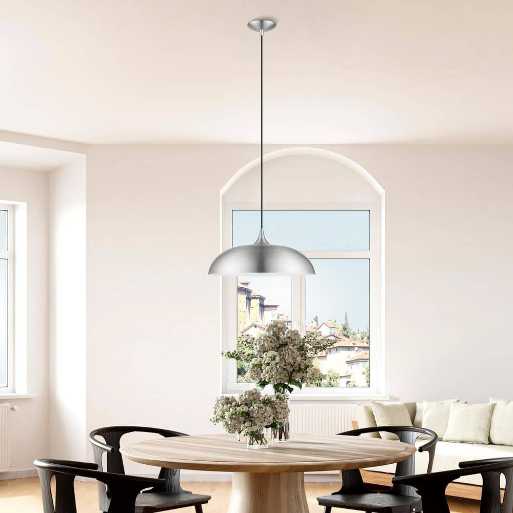 Amador Brushed Aluminum & Polished Chrome 18" Indoor/Outdoor Pendant Light