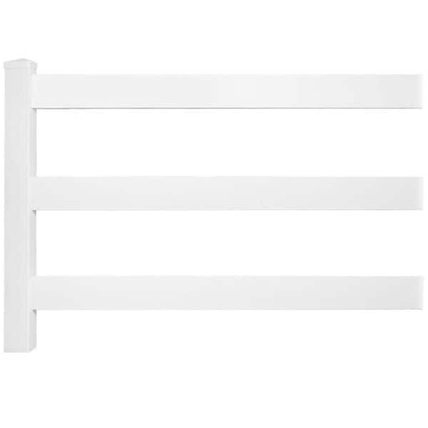 Weatherables 48 in. H x 320 ft. L 3-Rail White Vinyl Complete Ranch Rail Fence Project Pack