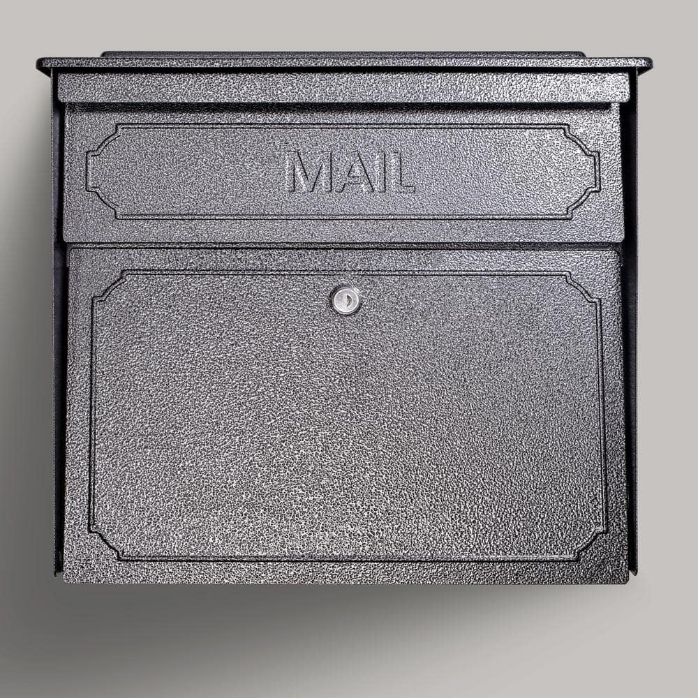Galaxy Black Steel Lockable Wall-Mount Mailbox