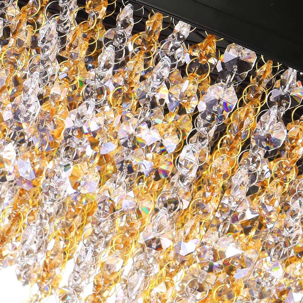 Medina Black Drum Shade Chandelier with Crystal Beads