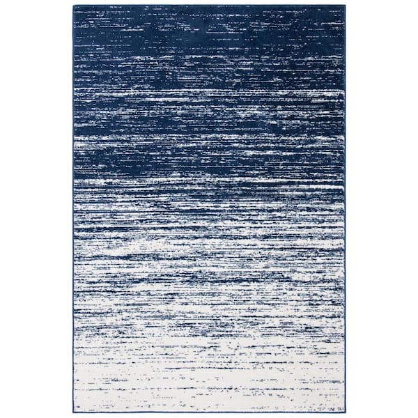 SAFAVIEH Adirondack Navy/Ivory 4 ft. x 6 ft. Solid Color Striped Area Rug