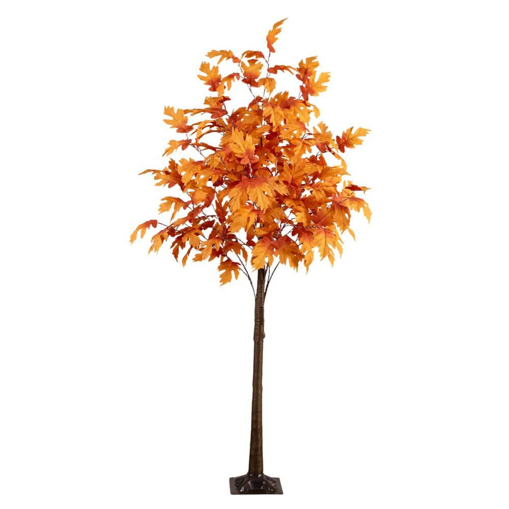 Nearly Natural 7 ft. Pre-Lit Autumn Maple Artificial Fall Tree with 450 ...