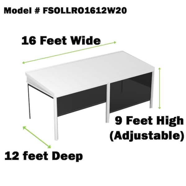 LifeRoom One 16 ft. x 12 ft. White 20 lbs. Snow Load Screened in Patio Cover with 3-Posts Manual Screens